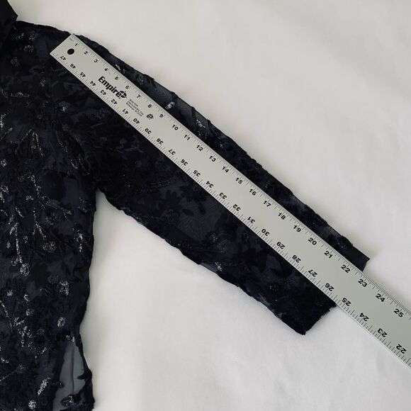 VTG Virgo Top Women 16 Black Velvet Burnout Sheer Sparkle Button Whimsygoth Goth - Picture 9 of 9